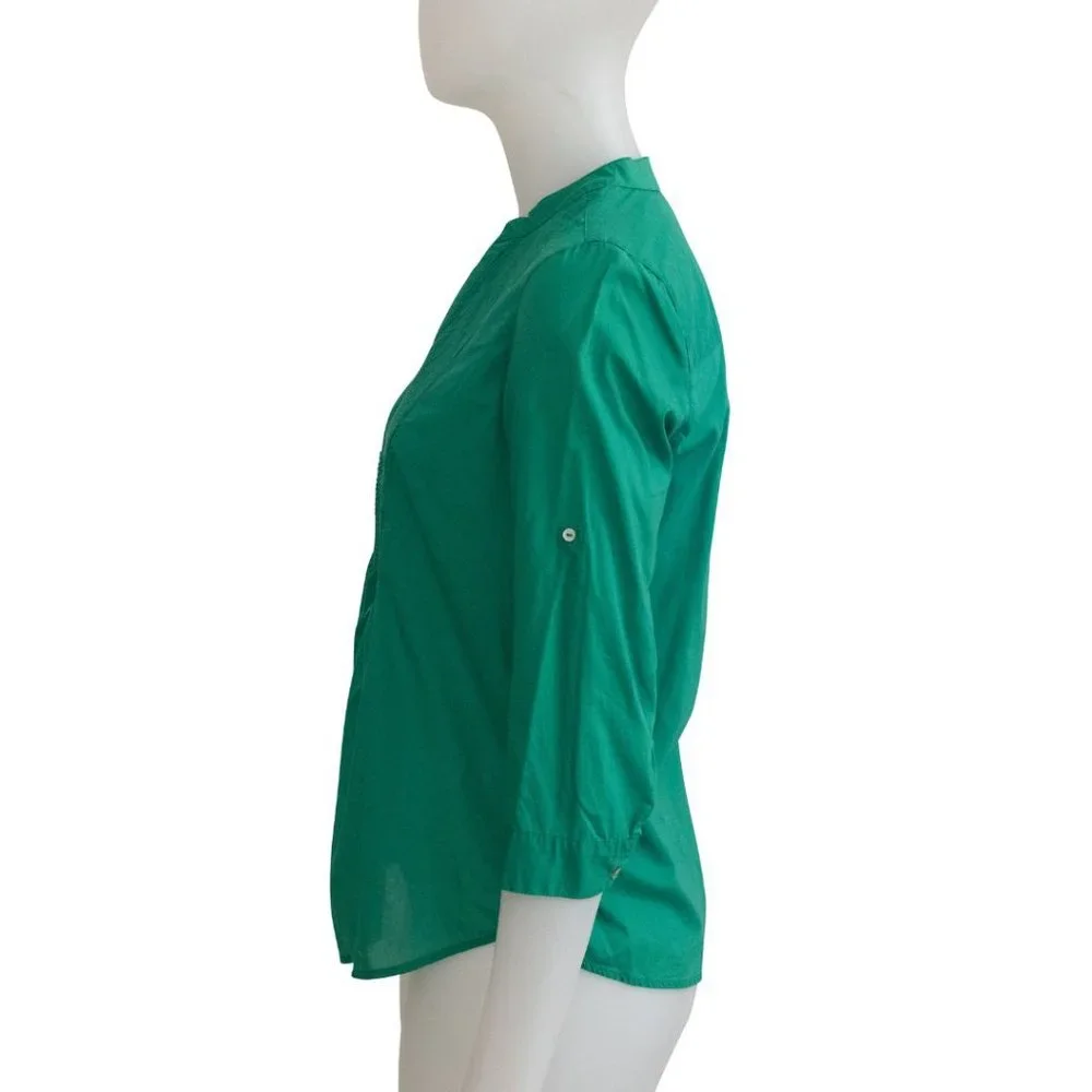 Jag Green Cotton Shirt 1/2 Sleeve - Size 8 - Picture 2 of 3